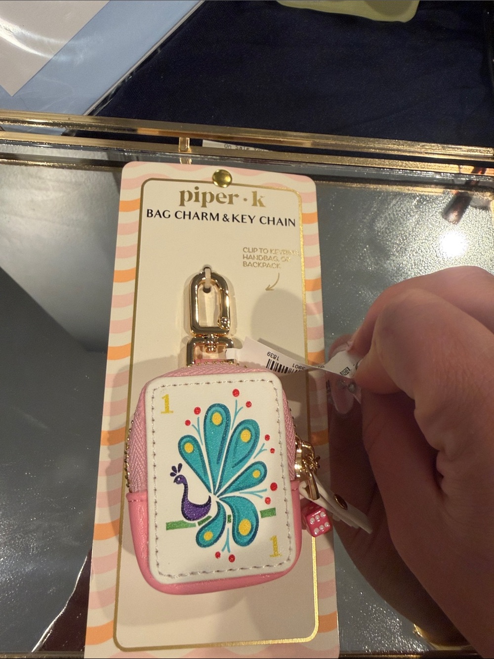 Mini Peacock Bag Bag Charm - Picture 2 of 3